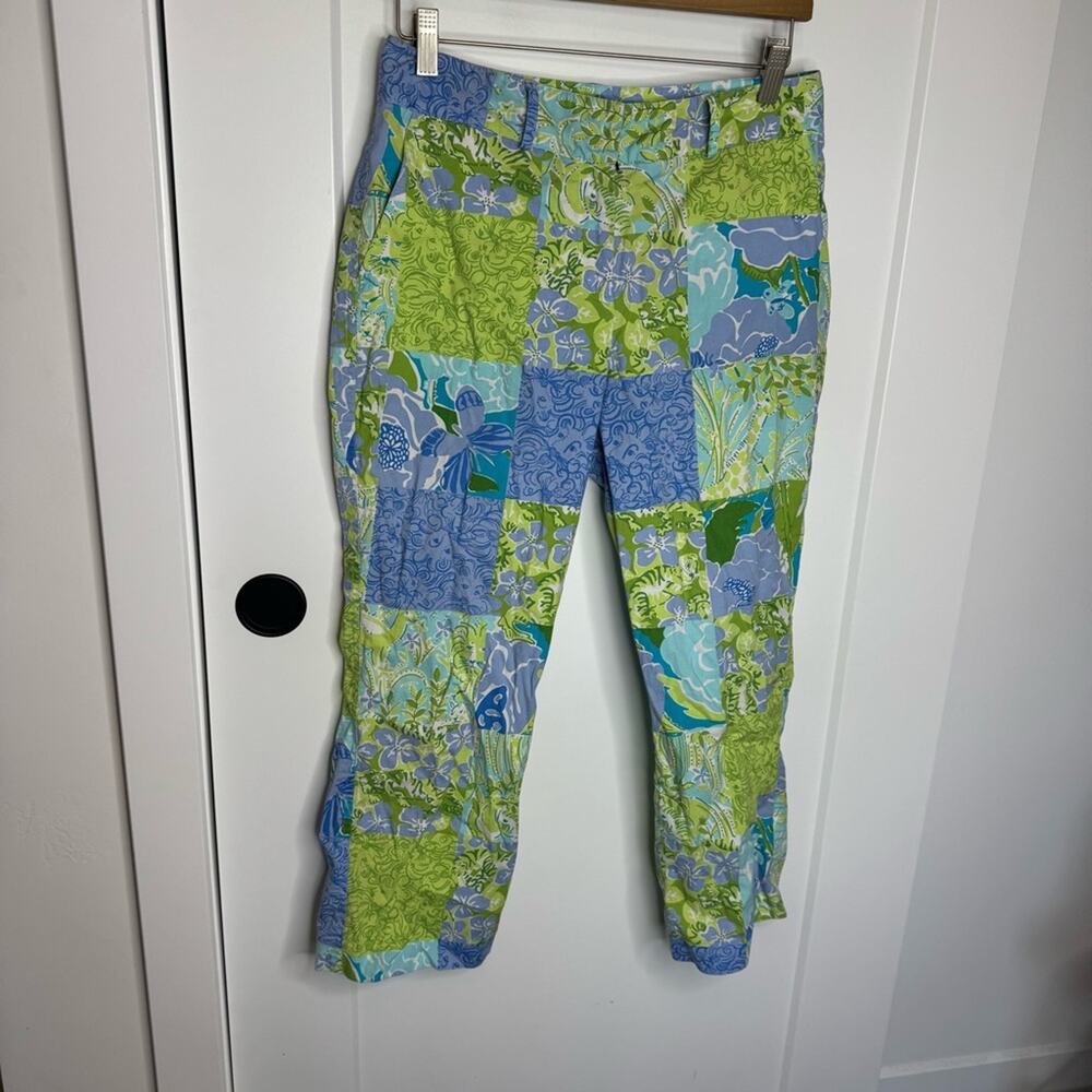 Vintage Lilly Pulitzer Cotton Blend Tropical Printed Crop Resort Pants Size 6
